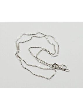 Unique 14K Karat Solid White Gold Designer Bead & Bar Link Chain Necklace 16" L